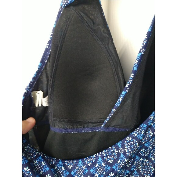 L.L. Bean Woman 10 Swim Tankini Halter Sun Protection Scrunched Side Medallion - Picture 5 of 9